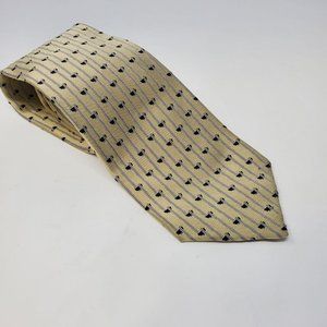 Mens 100% silk tie beige with black speckles